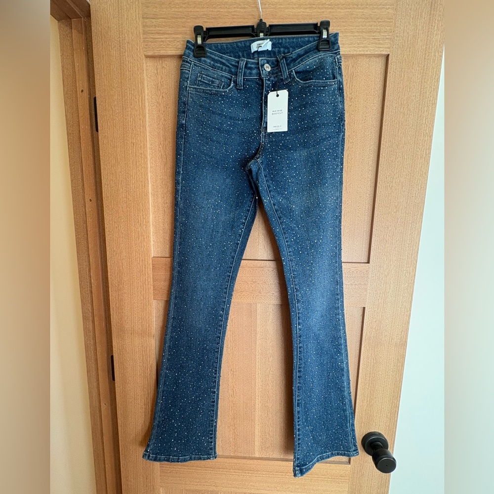 Forever 21 Blue Flare Jeans with Rhinestone Sparkles